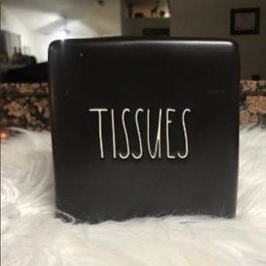 New! Rae Dunn black ceramic TISSUES box white LL